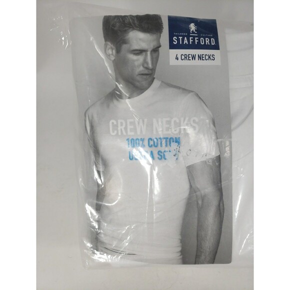 Stafford JCP Large 4 Crew Neck T-Shirts 100% Cotton Ultra Soft NOS Open Package - Picture 2 of 16